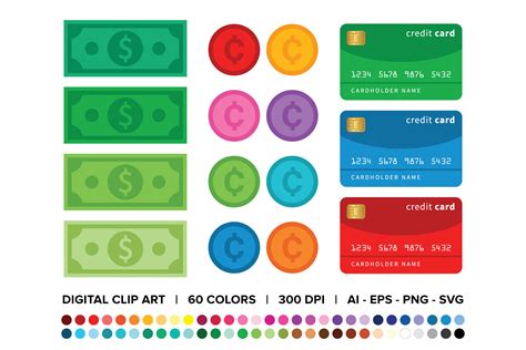 Dollars, Cents, & Credit Cards Clip Art Graphic by Running With Foxes ...