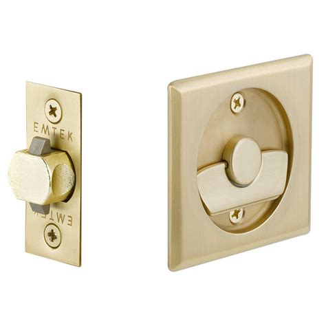 Tubular Pocket Door Hardware Collection - Tubular Square Privacy Pocket Door Lock in Satin Brass ...