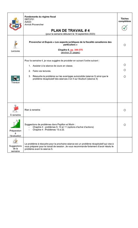 Plan 4 Fondements du régime fiscal A2023 Fondements du régime