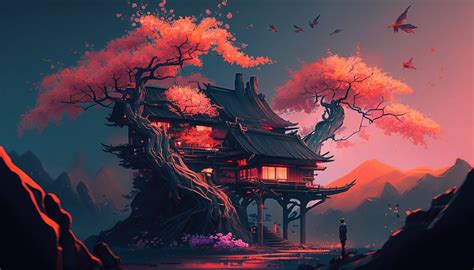 Printable Japanese Style Anime Landscape Digital Download Poster ...