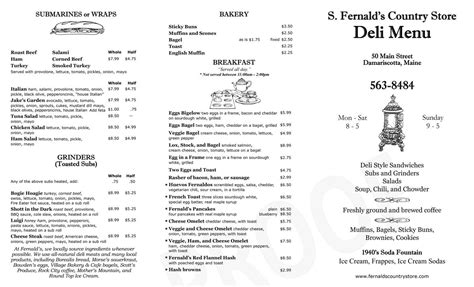 S Fernalds Country Store Menu Urbanspoonzomato