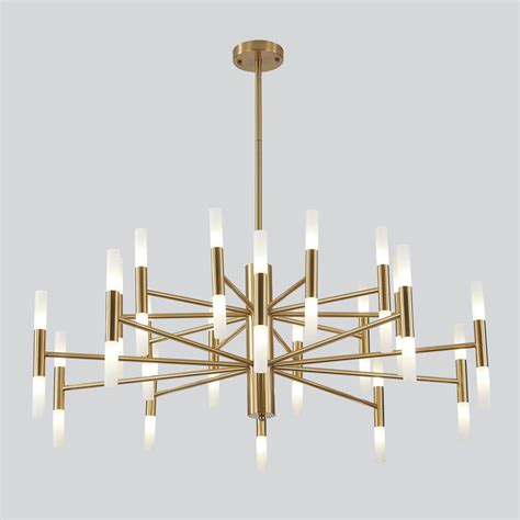 Kco Lighting Brushed Brass Lights Led Sputnik Chandelier Mid Century