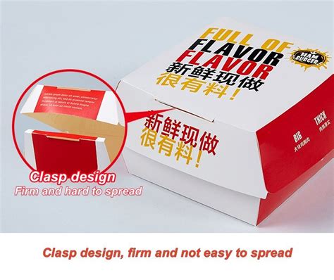 Disposable Cardboard Burger Box Paper Meal Boat Tray Box Bento Box