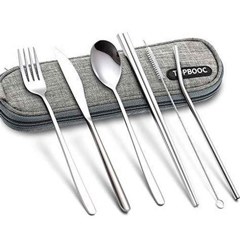 Stainless Steel Flatware Set Travel Camping Cutlery Set 6 Pieces