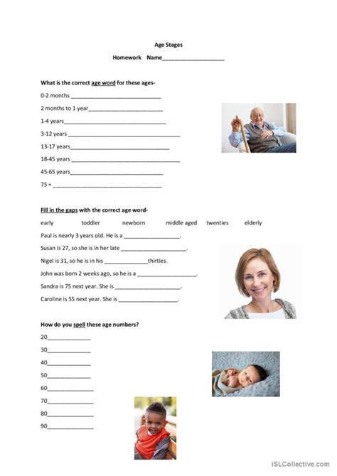 Age Stages English Esl Worksheets Pdf And Doc