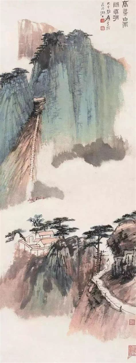 张大千的青绿山水画，真消暑！夏山山水画张大千新浪新闻