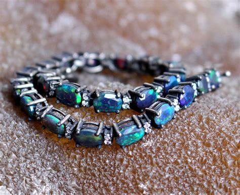 Black Opal Bracelet 925 Silver Opal Bracelet Handmade Opal Etsy UK