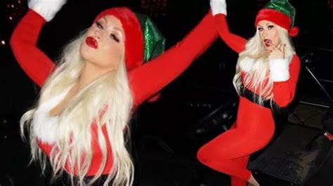 Christina Aguilera Is A Very Sexy Santa As She Gets Ready For Christmas In Curve Hugging Festive