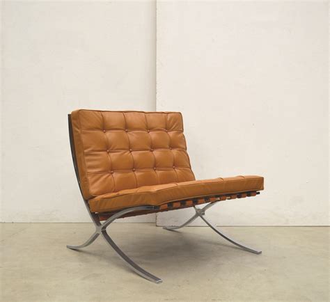 Cognac Barcelona Chair By Mies Van Der Rohe Knoll S Restored