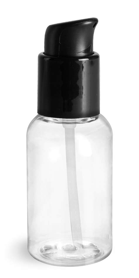 SKS Bottle Packaging 8 Oz Clear PET Boston Round Bottles W Black