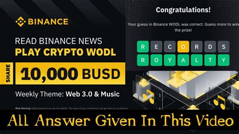 Binance Wodl Answer Today Binance Crypto Wodl Answer Today Binance