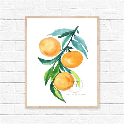 Tangerine Orange Watercolor Print | Etsy