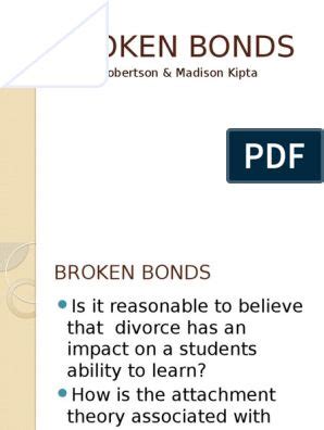 Broken Bonds Pdf Attachment Theory Divorce