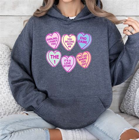 Taylor Swift Hearts Hooded Sweatshirt Ts Swiftie Conversation Hearts