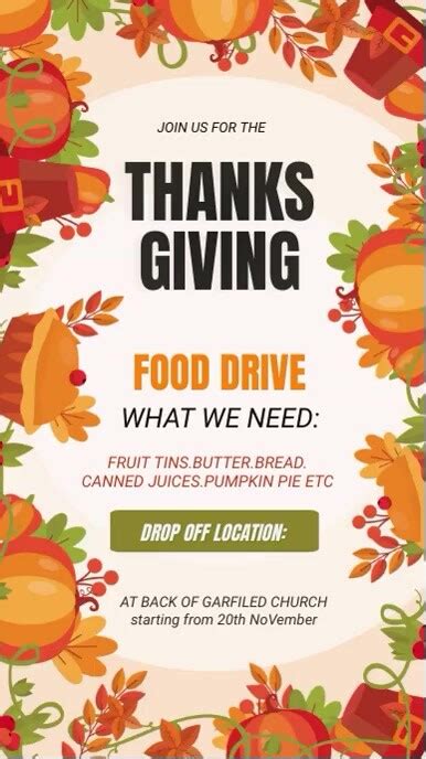 Thanksgiving Food Drive Template Postermywall