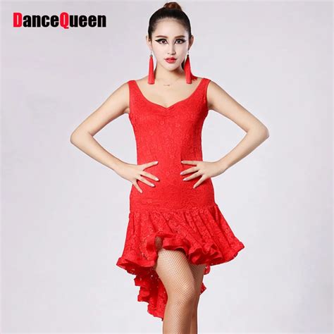 2018 New Latin Dance Dress Lace Sexy Dress Cha Cha Dance Dress Women