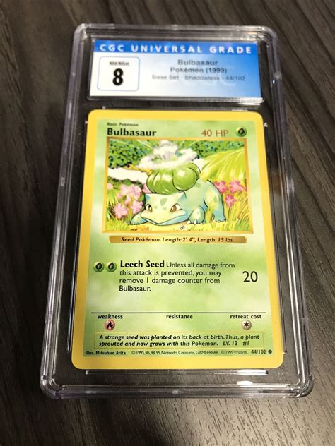 1999 Pokémon 1st Edition Shadowless Bulbasaur 44 102 Base Set WOTC Psa