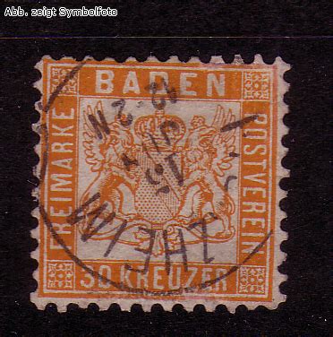 BRIEFMARKEN ALTDEUTSCHE STAATEN BADEN MICHEL NR 22 A GESTEMPELT WAPPEN