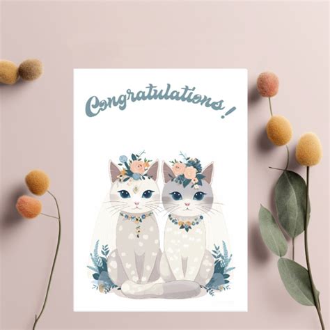 Printable Same Sex Wedding Card Printable Cat Same Sex Wedding Card Etsy