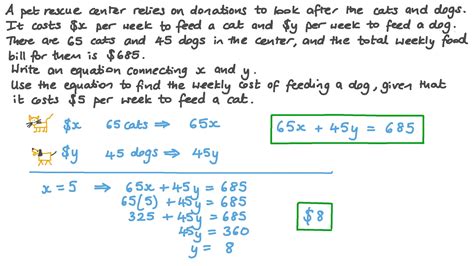 Question Video Creating And Using Linear Equations In More Than One Variable Nagwa