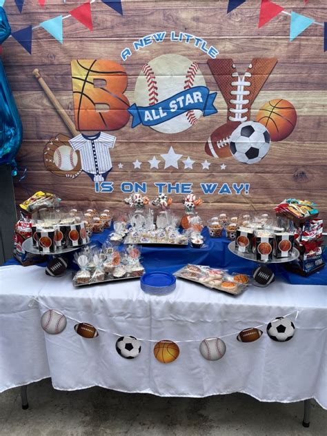 Sports Theme Baby Shower Treat Table Baby Shower Treats Shower Bebe