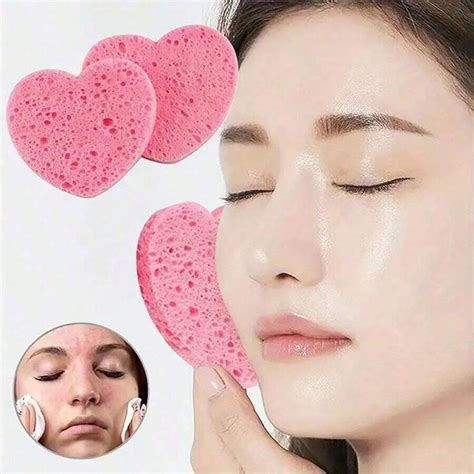 10pcs Heart Shape Compressed Face Wash Puff Facial Cleansing Sponge