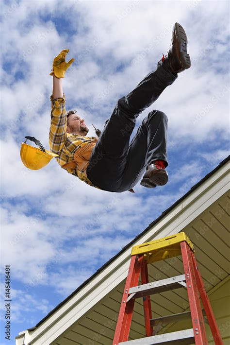 Man Falling off Roof Stock Photo | Adobe Stock