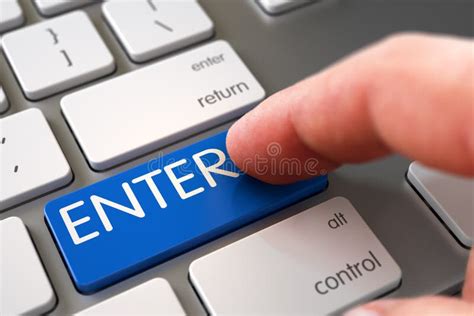 Hand Finger Press Enter Button 3d Stock Image Image Of Blue Enter