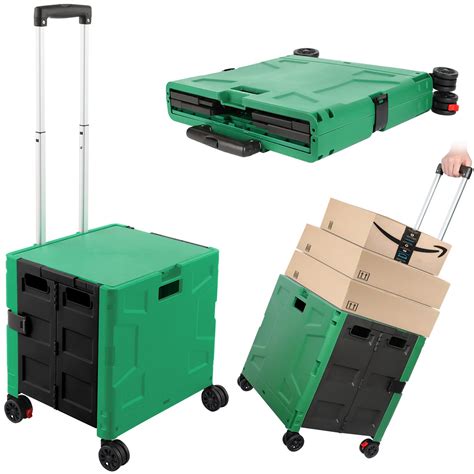 Foldable Shopping Utility Cart Portable Rolling Crate Handcart With 360