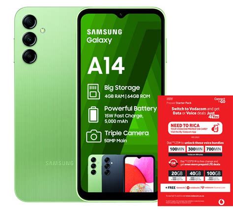 Samsung Galaxy A14 64gb Lte Dual Sim Light Green Vodacom Sim Card Pack Shop Today Get It