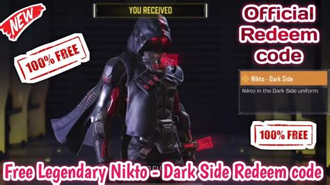 Free Get Legendary Nikto Dark Side Redeem Code Codm New Legendary