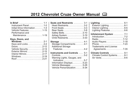 Chevrolet Cruze Owner S Manual Pdf Pages