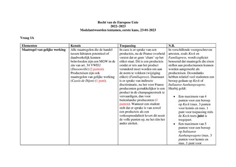 Antwoorden Tentamen Eerste Kans Recht Van De Europese Unie