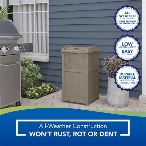 Suncast Gallon Hideaway Trash Can For Patio Resin Outdoor Trash