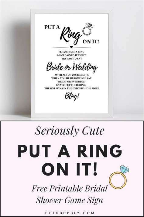 Super Cute Put A Ring On It Free Printable Sign Printable Bridal