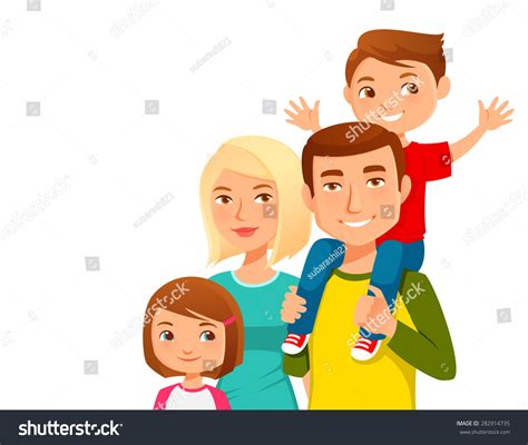 Cute Young Family Two Kids Parents Stock Vector (Royalty Free ...