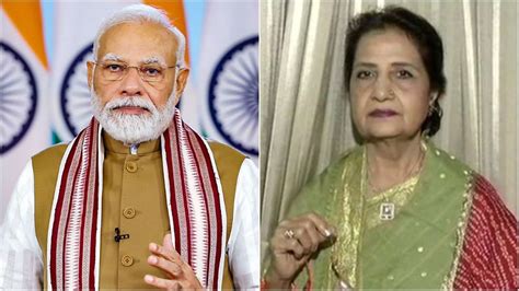 Gujarat Pm Modis Pakistani Sister Qamar Mohsin Sheikh To Tie Him Handmade Rakhi India Tv