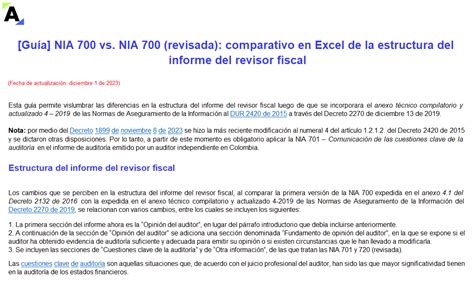 Nia Vs Nia Revisada Comparativo De Estructura Del Informe