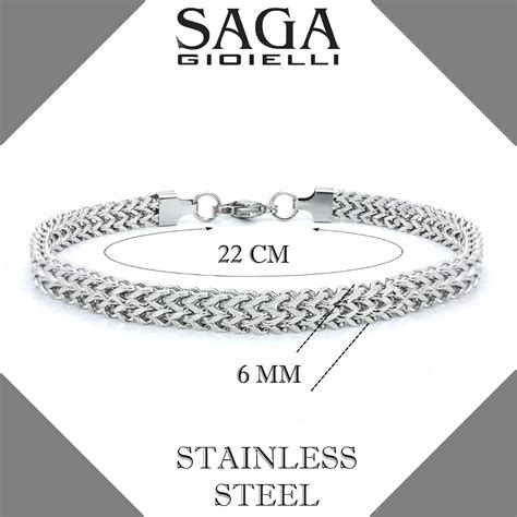 Saga Gioielli Bracciale Uomo Catena In Acciaio Inox Amazon It Altro