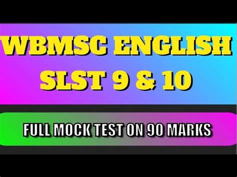 Wbmsc English Slst Full Mock Test On Marks Full Mock Test