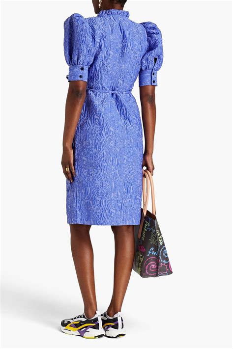 Ganni Ruffled Cloqué Wrap Dress The Outnet