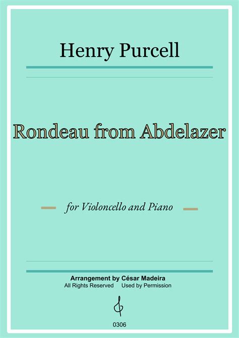 Rondeau From Abdelazer Cello And Piano Full Score Sheet Music Henry Purcell Cello And Piano