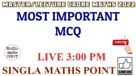 Master Cadre Maths Most Important Mix Mcq Of Master Cadre