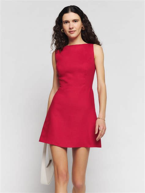 Reformation Zenni Linen Dress In Red Lyst