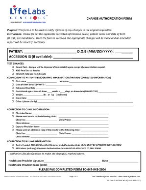 Fillable Online Change Authorization Form Fax Email Print Pdffiller