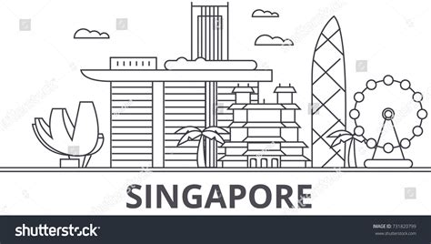 Singapore Architecture Line Skyline Illustration Linear Stock Vector Royalty Free 731820799