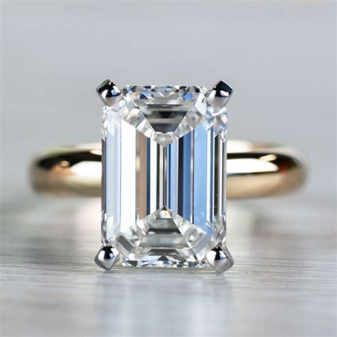 4 Carat Emerald Cut Diamond Ring in Yellow Gold