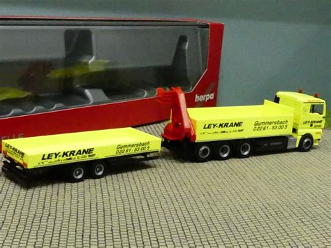 Modellspielwaren Reinhardt 1 87 Herpa MAN TGX XL Ley Krane Tieflade