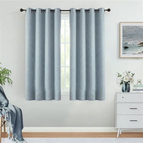 Uptown Home Blue Solid Heavy Linen Textured Blackout Curtain For