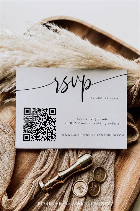 Qr Code Wedding Rsvp Cards Online Reply Card Template Modern Minimalist 100 Editable Text